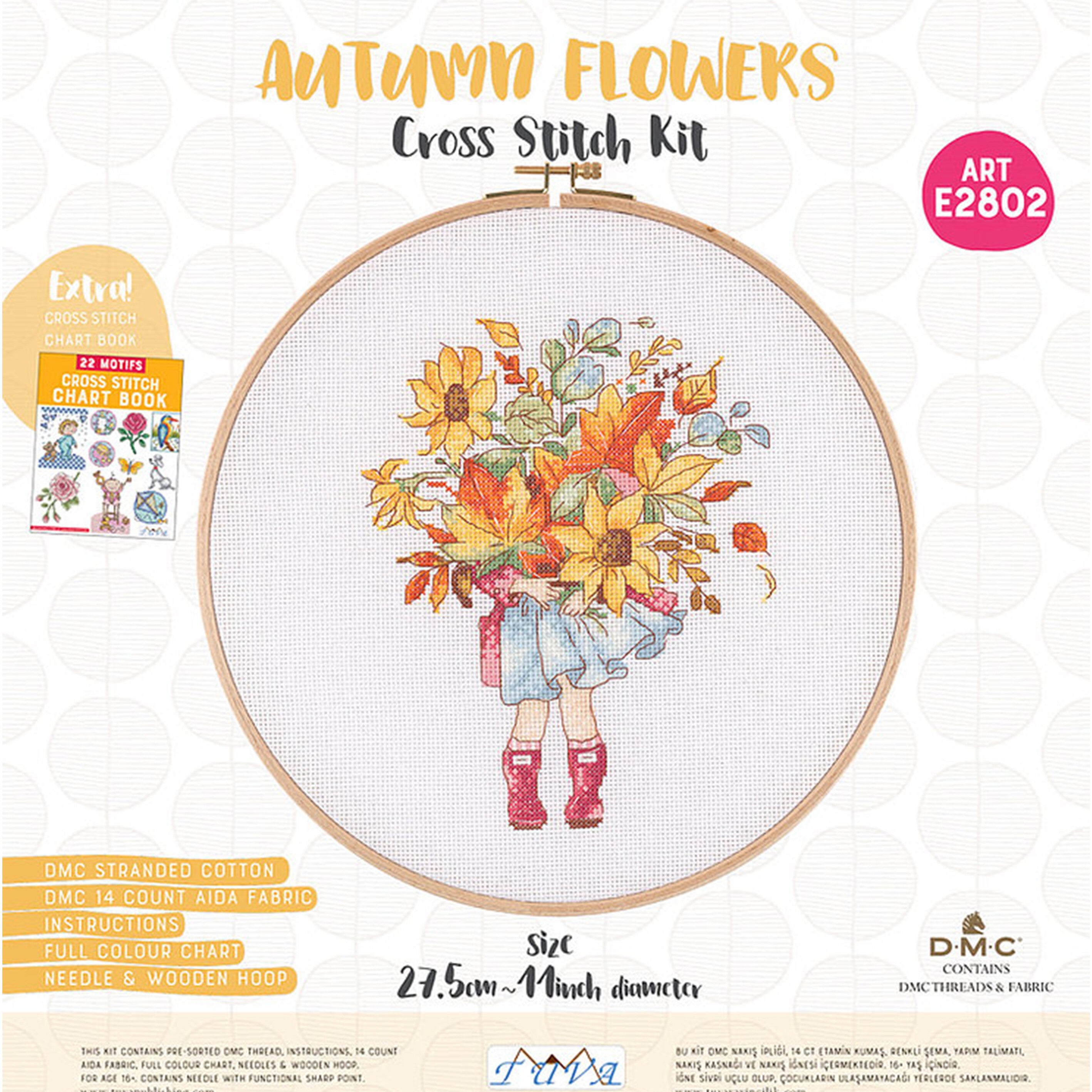 Tuva Cross Stitch Kit, Autumn Flowers - E2802
