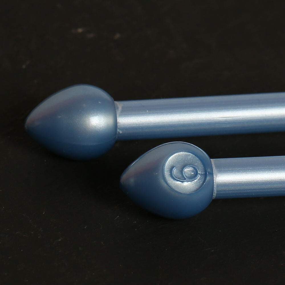 Pony Pearl 6 mm 35 cm Plastic Knitting Needle, Blue - 33632