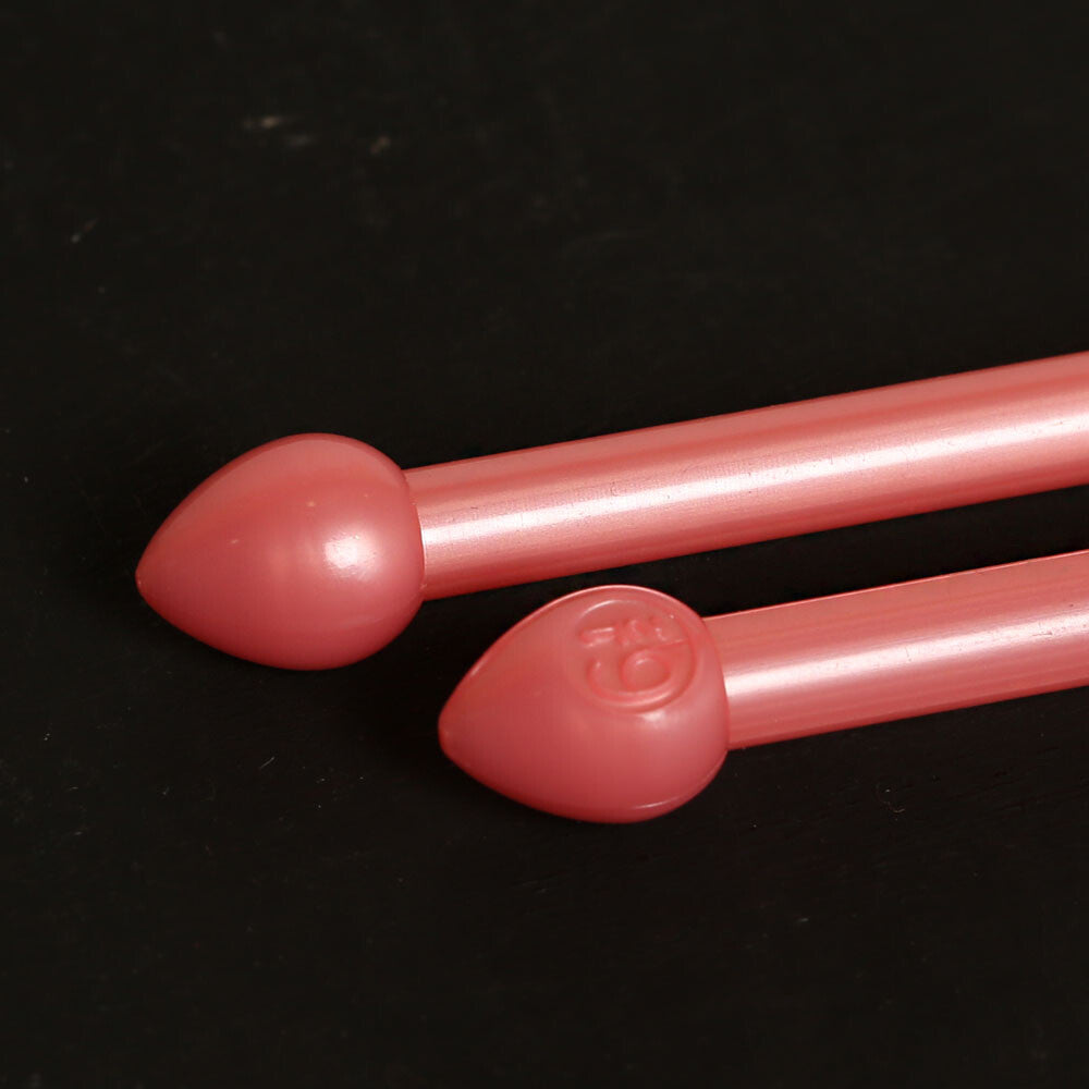 Pony Pearl 6.5 mm 35 cm Plastic Knitting Needle, Pink - 33633