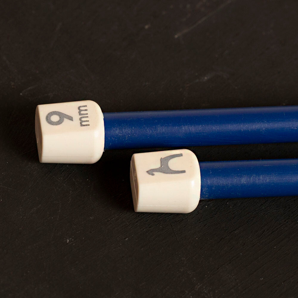 Pony Colour 9 mm 35 cm Plastic Knitting Needle, Navy Blue - 57668
