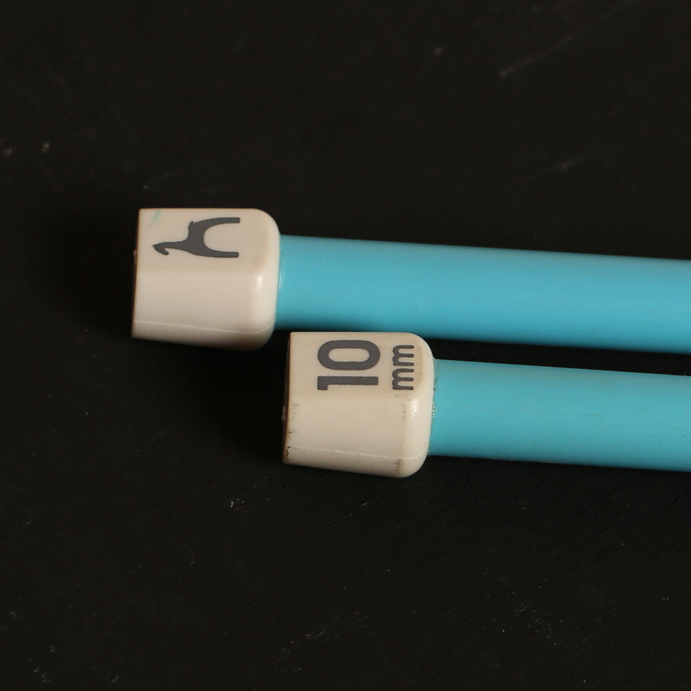 Pony Colour 10 mm 35 cm Plastic Knitting Needle, Blue - 57669