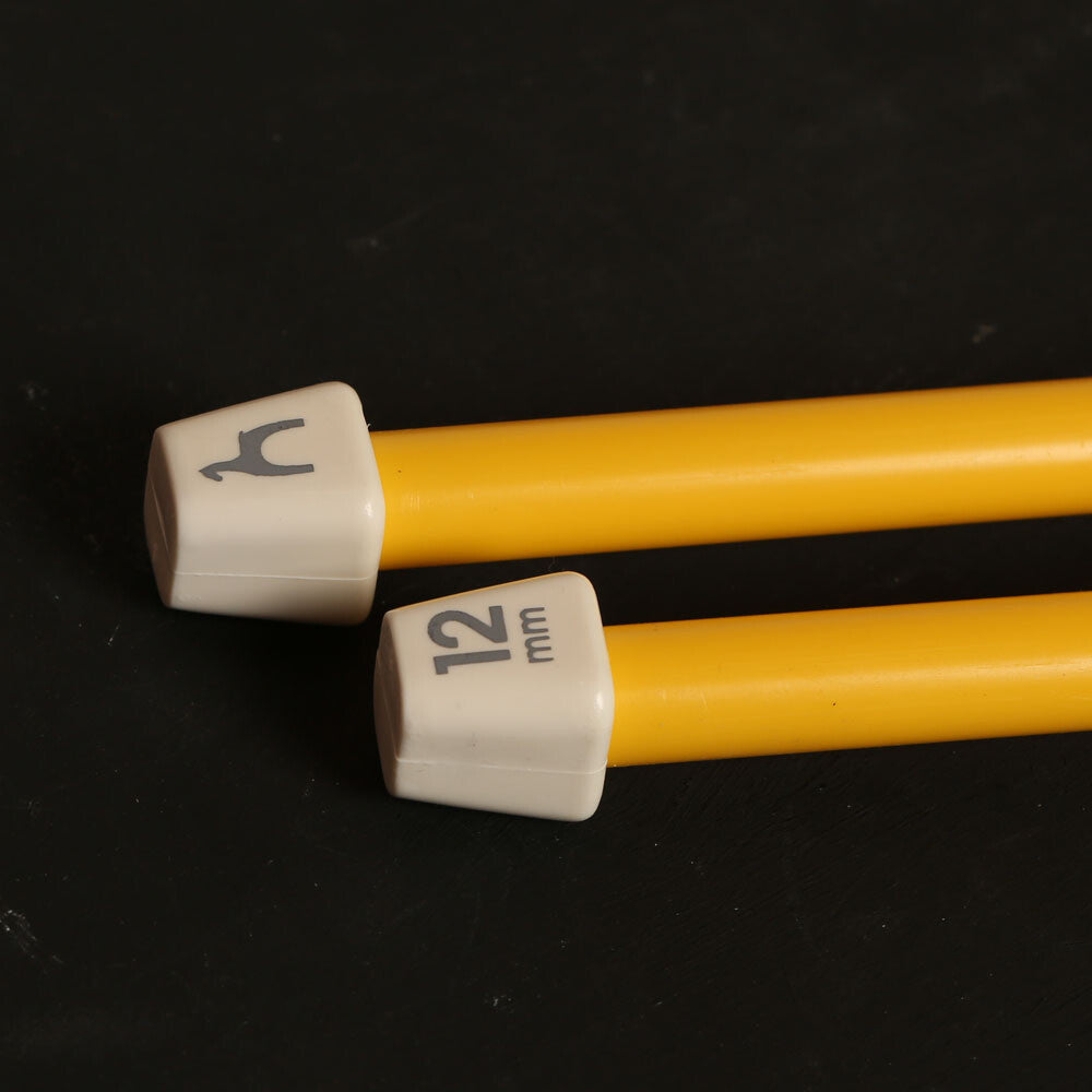 Pony Colour 12 mm 35 cm Plastic Knitting Needle, Yellow - 57670