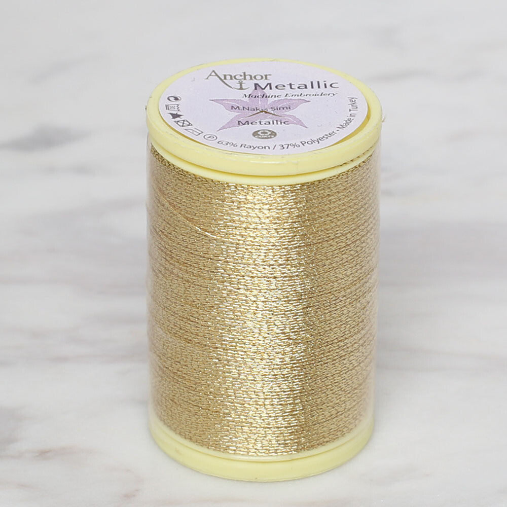 Anchor No:14 10g Metallic Machine Embroidery Thread, Yellow - 24152517