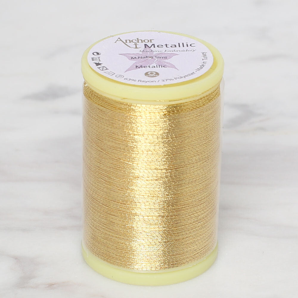 Anchor No:50 10g Metallic Machine Embroidery Thread, Yellow - 23597948