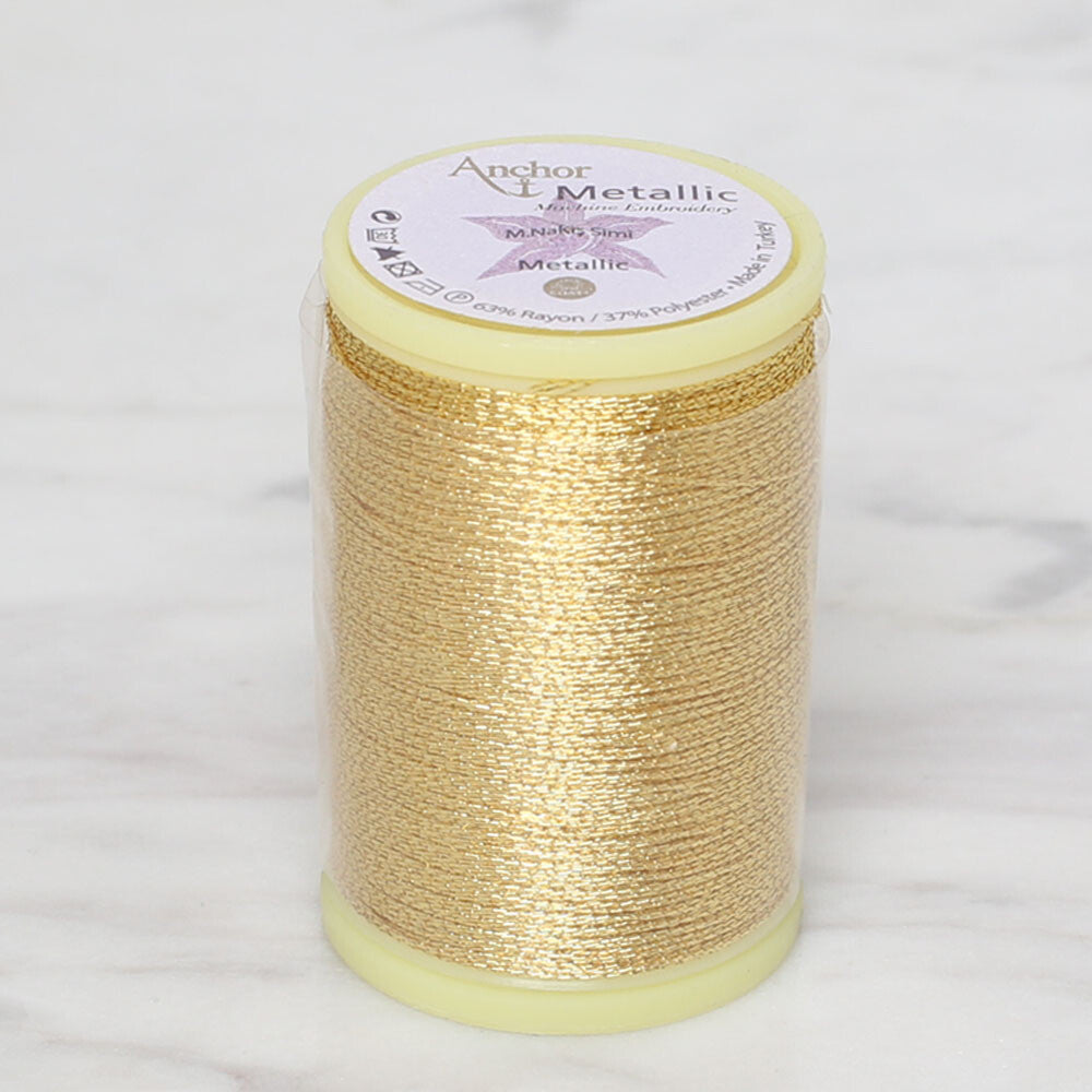 Anchor No:14 10g Metallic Machine Embroidery Thread, Yellow - 22486229