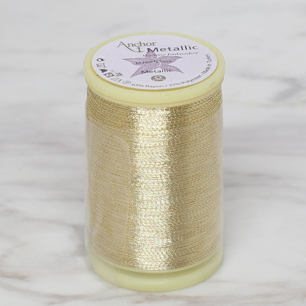 Anchor No:50 10g Metallic Machine Embroidery Thread, Yellow - 23477438