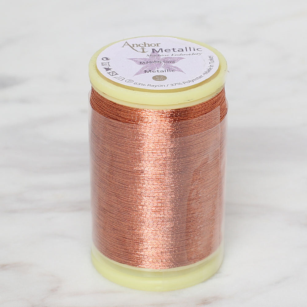 Anchor No:50 10g Metallic Machine Embroidery Thread, Brown - 23006703