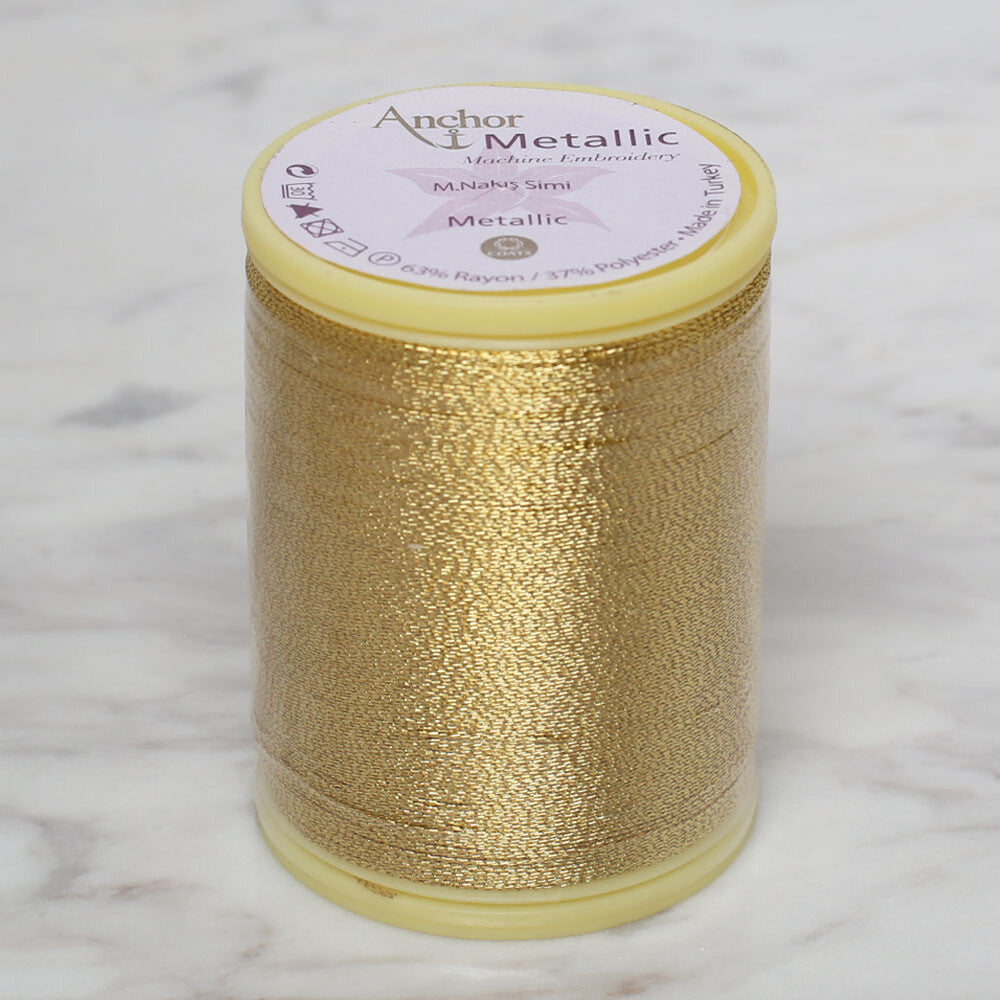 Anchor No:14 25g Metallic Machine Embroidery Thread, Yellow - 23097859