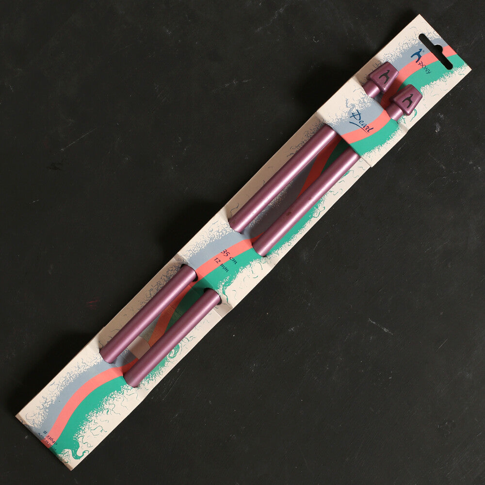 Pony Pearl 12 mm 35 cm Plastic Knitting Needle, Purple - 33640