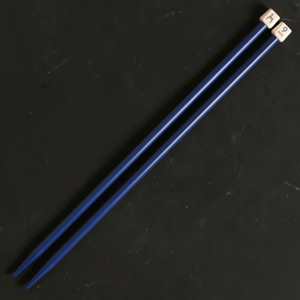 Pony Colour 9 mm 35 cm Plastic Knitting Needle, Navy Blue - 57668