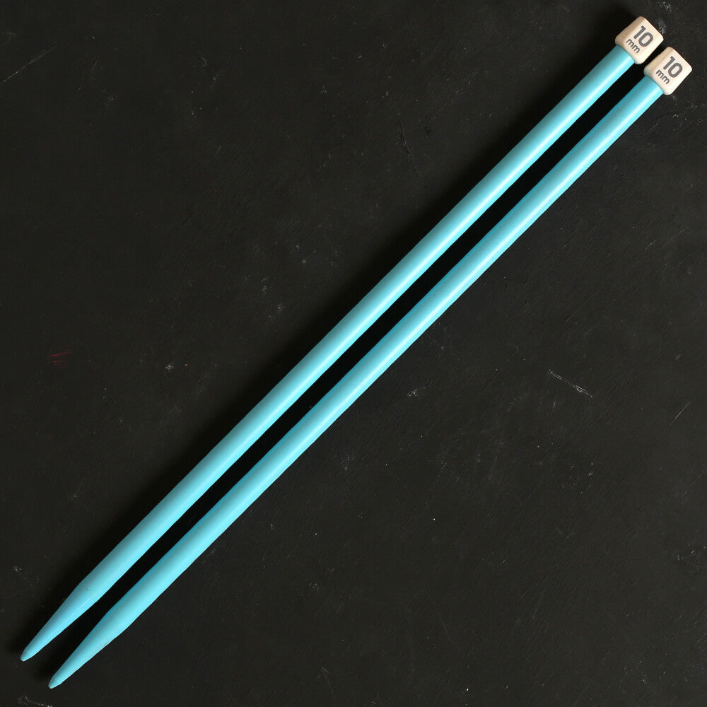 Pony Colour 10 mm 35 cm Plastic Knitting Needle, Blue - 57669
