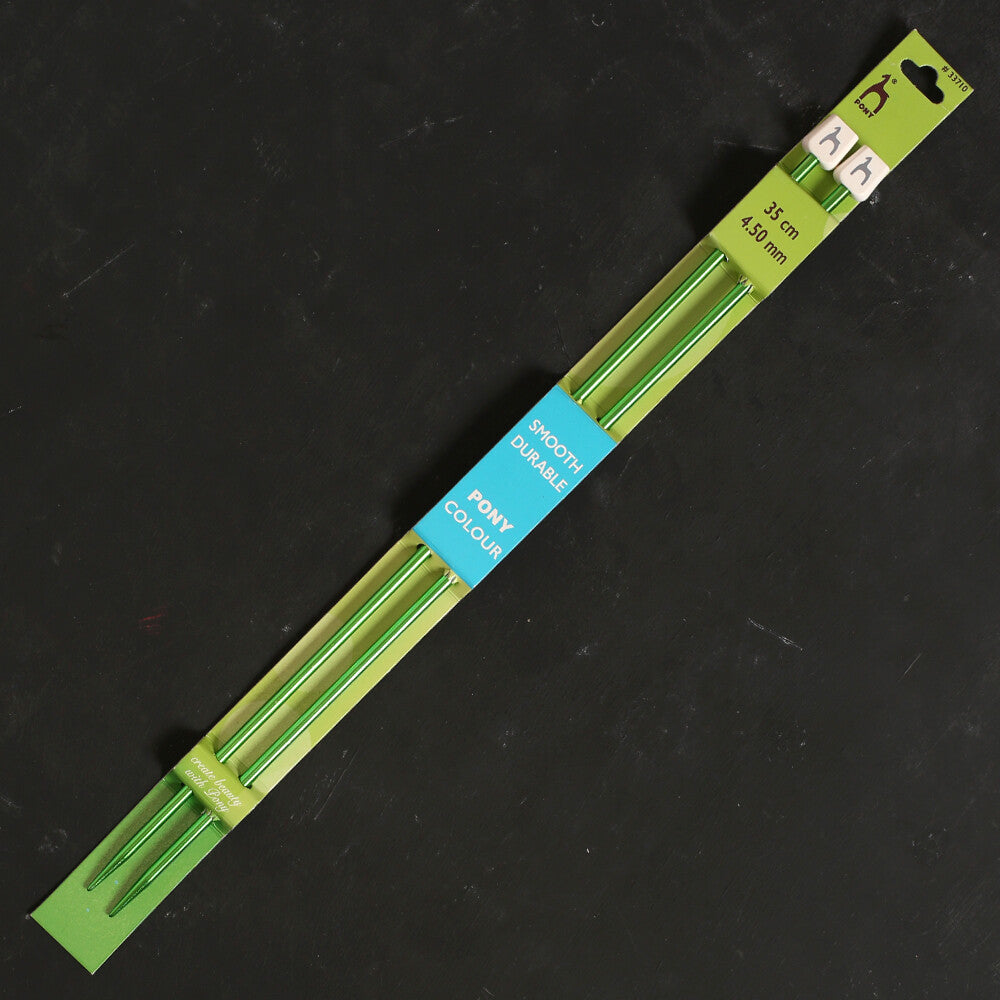 Pony Colour 4.5 mm 35 cm Aluminum Knitting Needle, Green - 33710