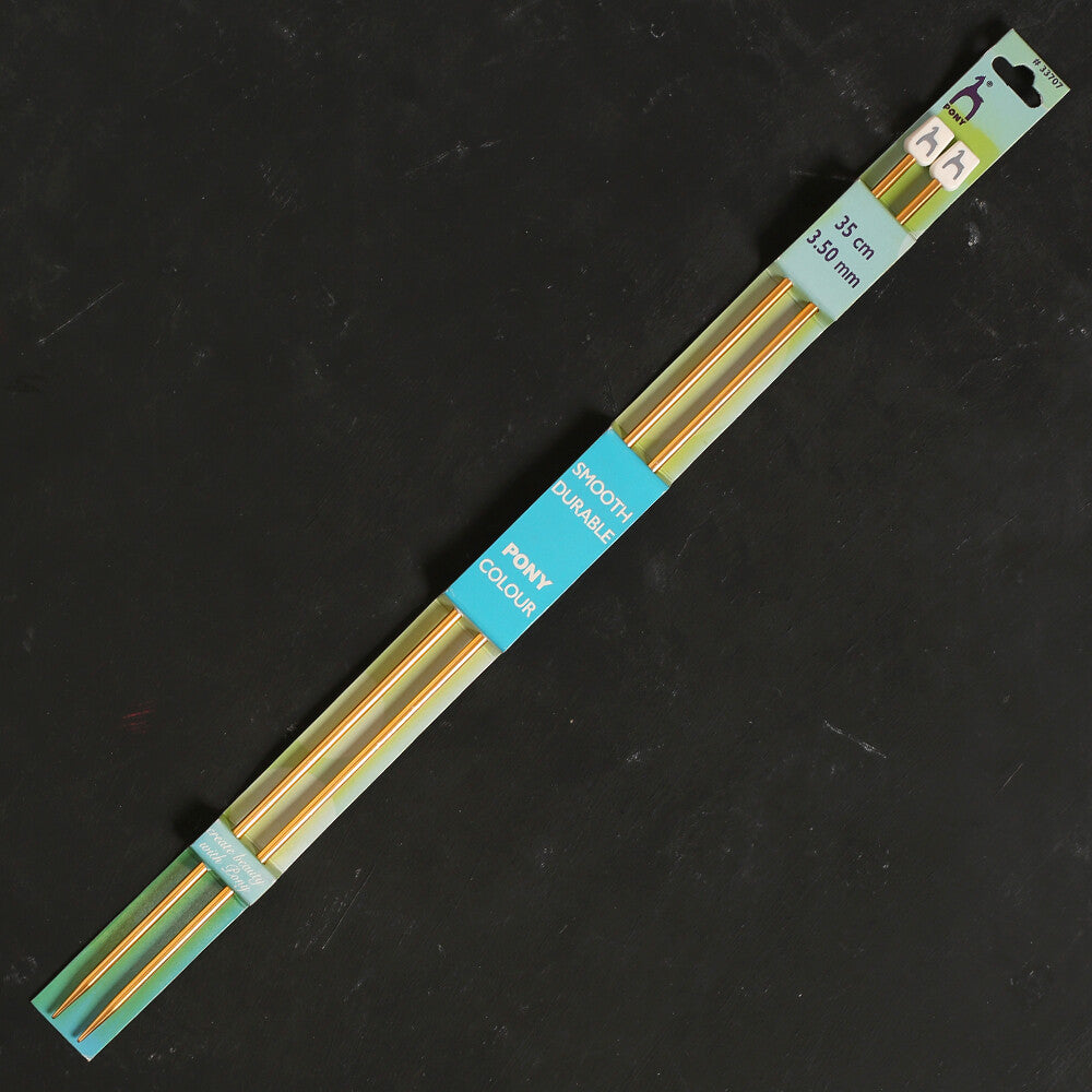 Pony Colour 3.5 mm 35 cm Aluminum Knitting Needle, Yellow - 33707