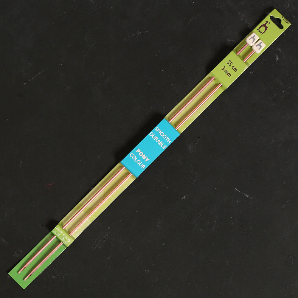 Pony Colour 3 mm 35 cm Aluminum Knitting Needle, Light Yellow - 33705