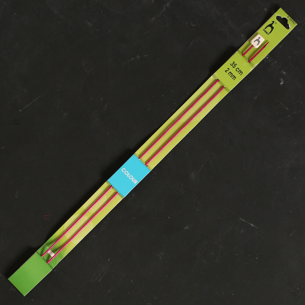 Pony Colour 2 mm 35 cm Aluminum Knitting Needle, Fuchsia - 33701