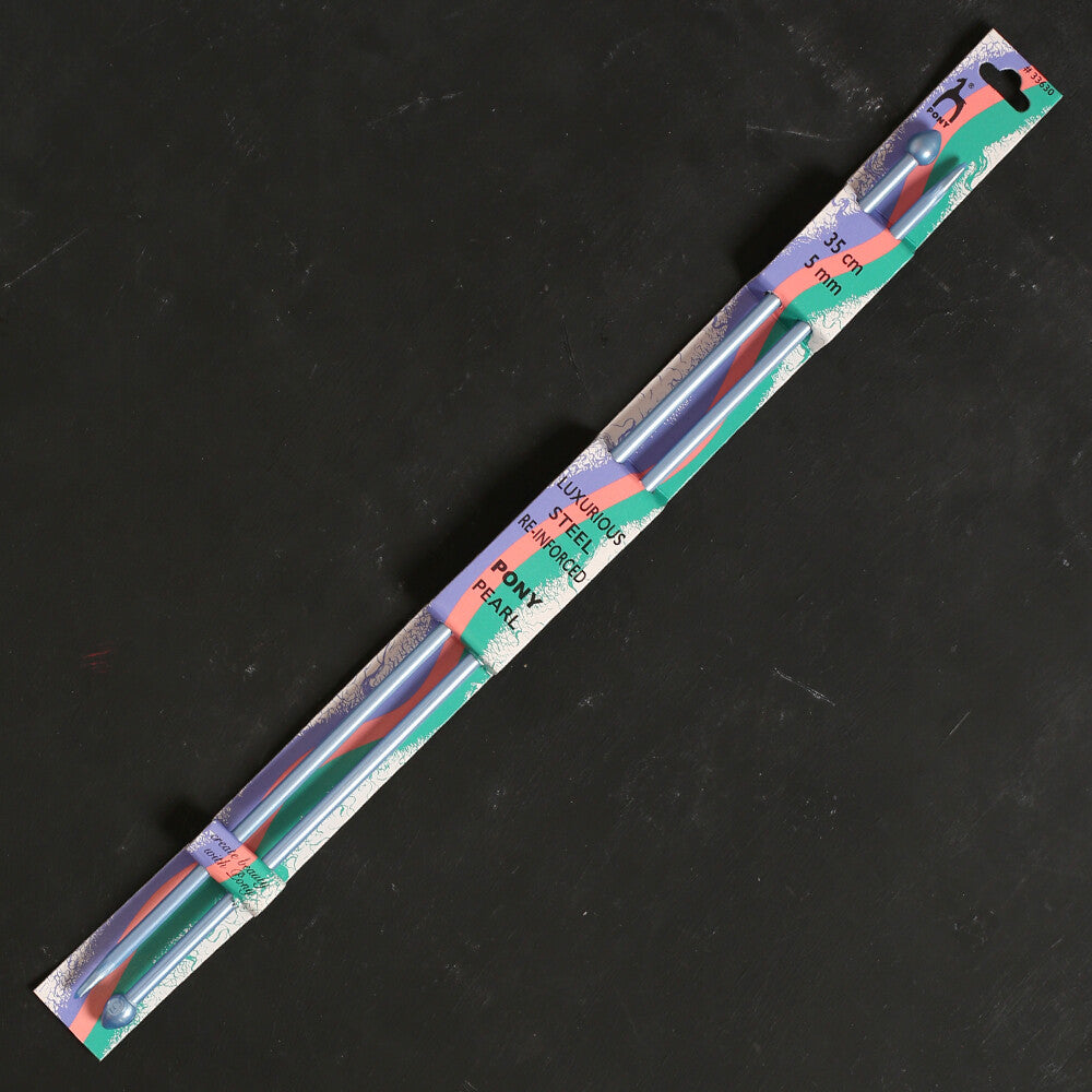 Pony Pearl 5 mm 35 cm Plastic Knitting Needle, Green - 33630