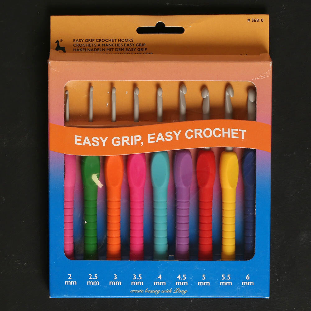 Pony Easy Grip 14 cm 9 Pieces Soft handled Crochet Hook Set - 56810