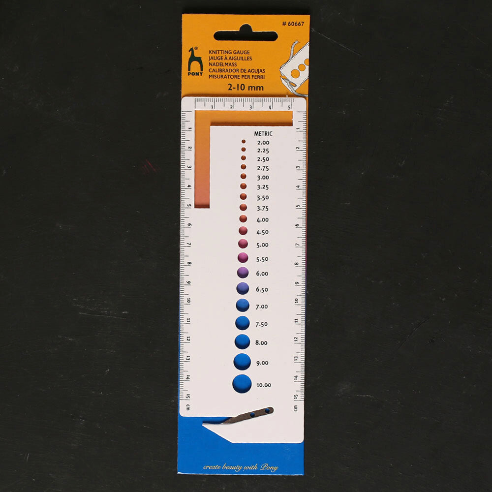 Pony Knitting Needle Gauge Ruler 2-10 mm - 60667
