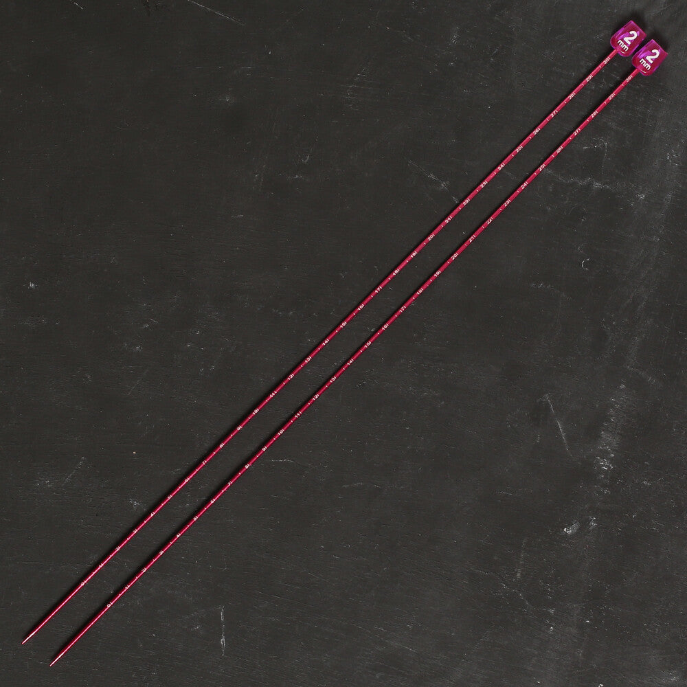 Pony Measure 2 mm 35 cm Aluminium Knitting Needles, Red - 34501