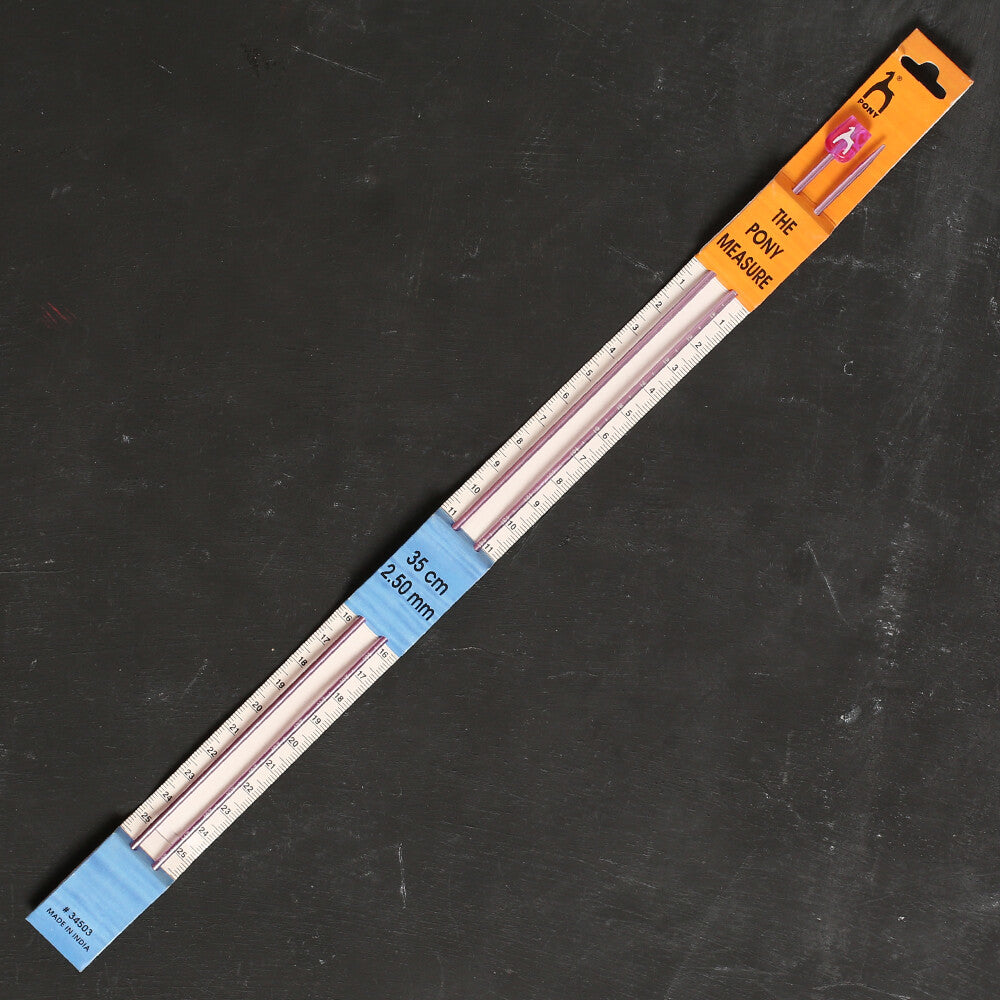 Pony Measure 2.5 mm 35 cm Aluminium Knitting Needles, Lavender - 34503