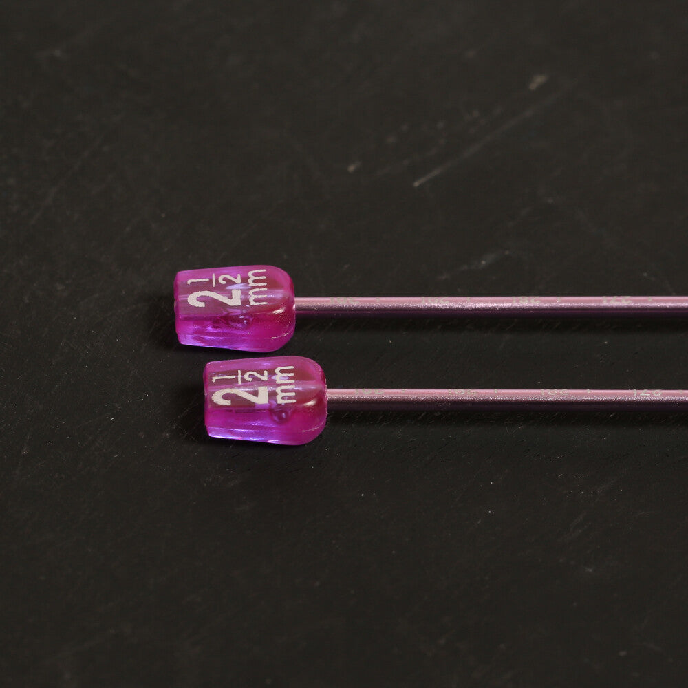 Pony Measure 2.5 mm 35 cm Aluminium Knitting Needles, Lavender - 34503