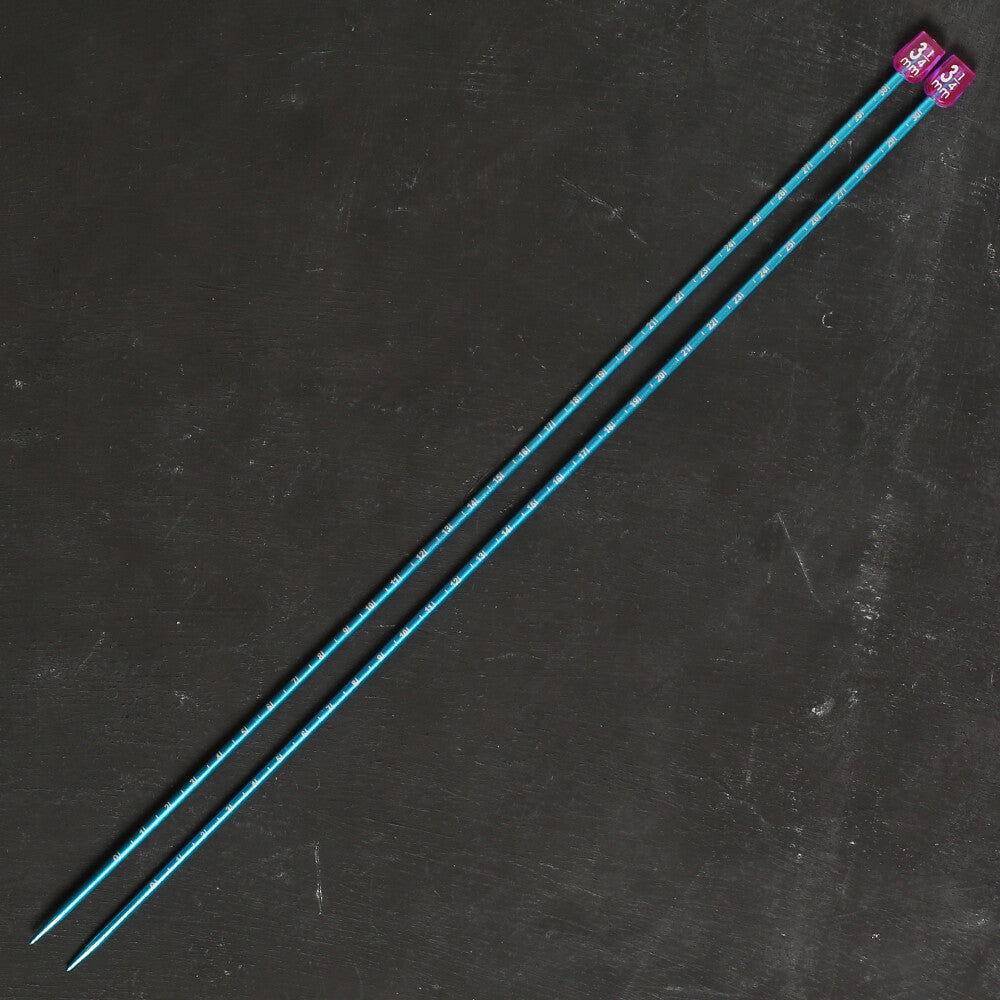 Pony Measure 3.25 mm 35 cm Aluminium Knitting Needles, Light Blue - 34506