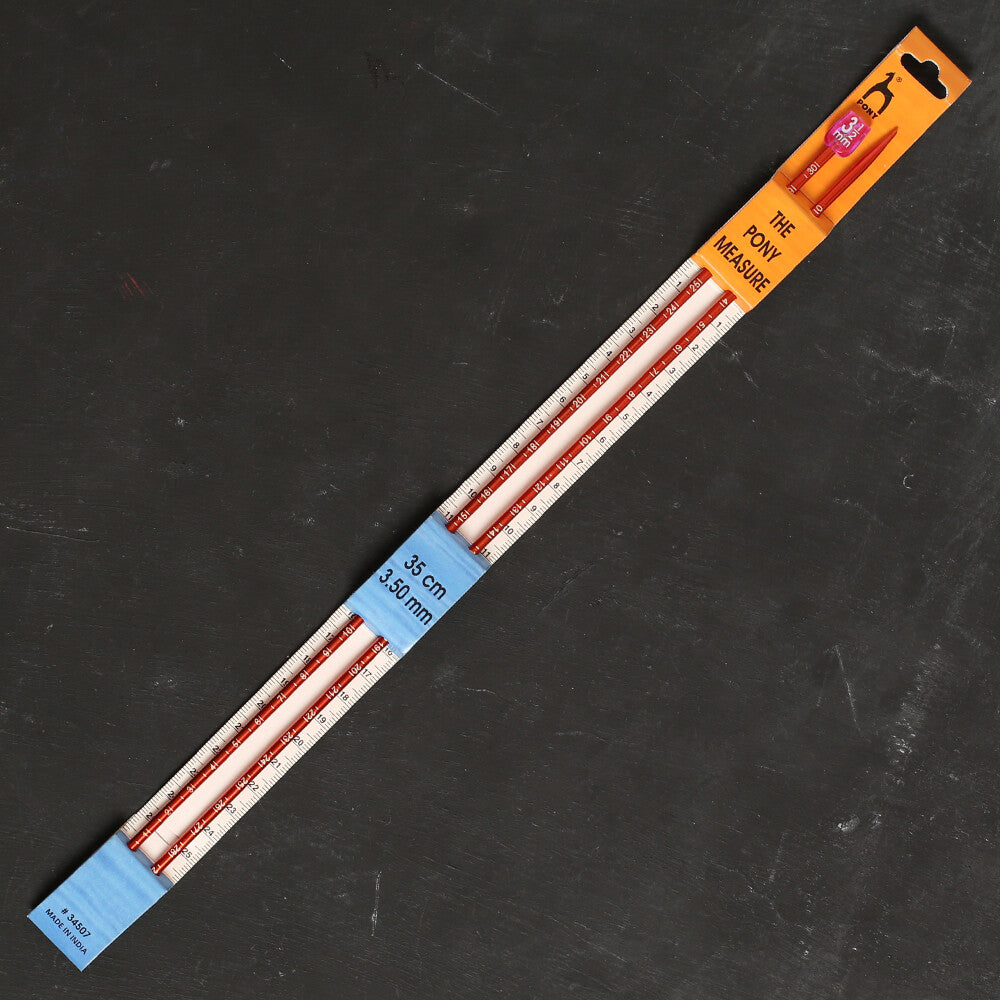 Pony Measure 3.5 mm 35 cm Aluminium Knitting Needles, Orange - 34507