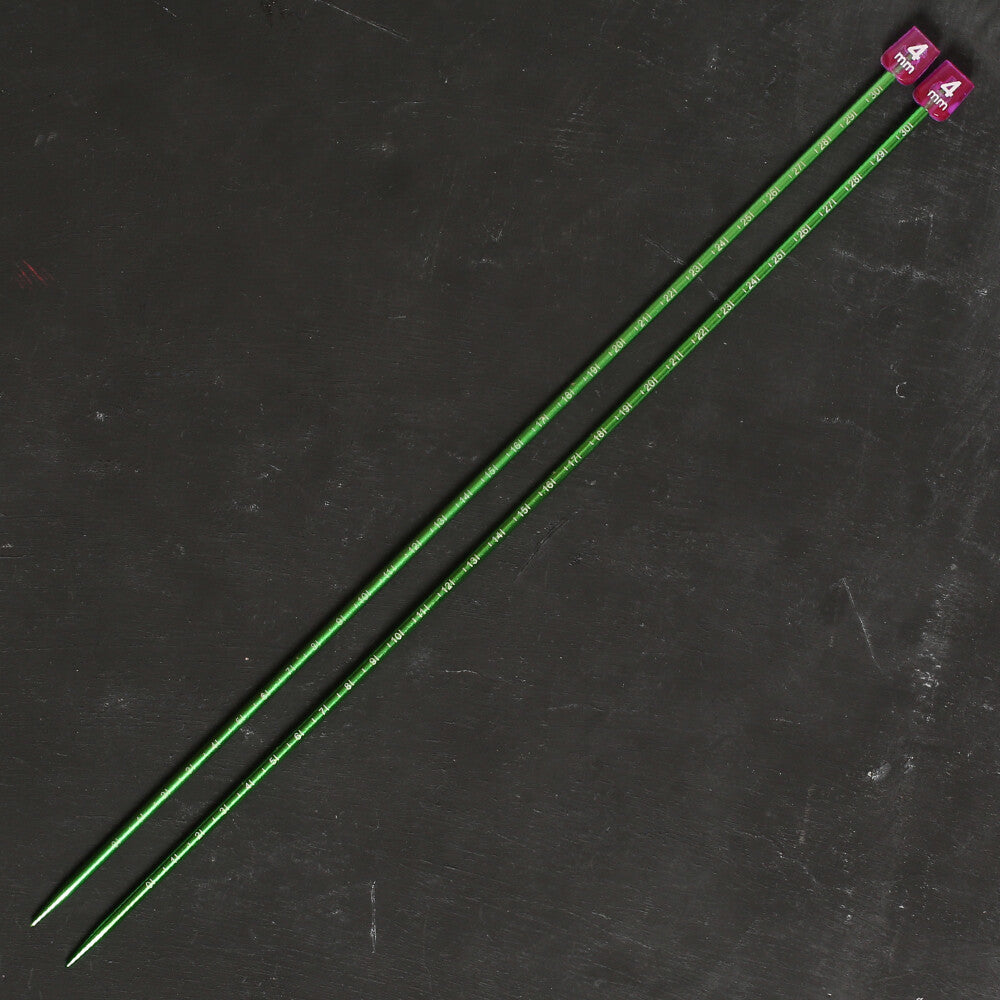 Pony Measure 4 mm 35 cm Aluminium Knitting Needles, Mid Green - 34509