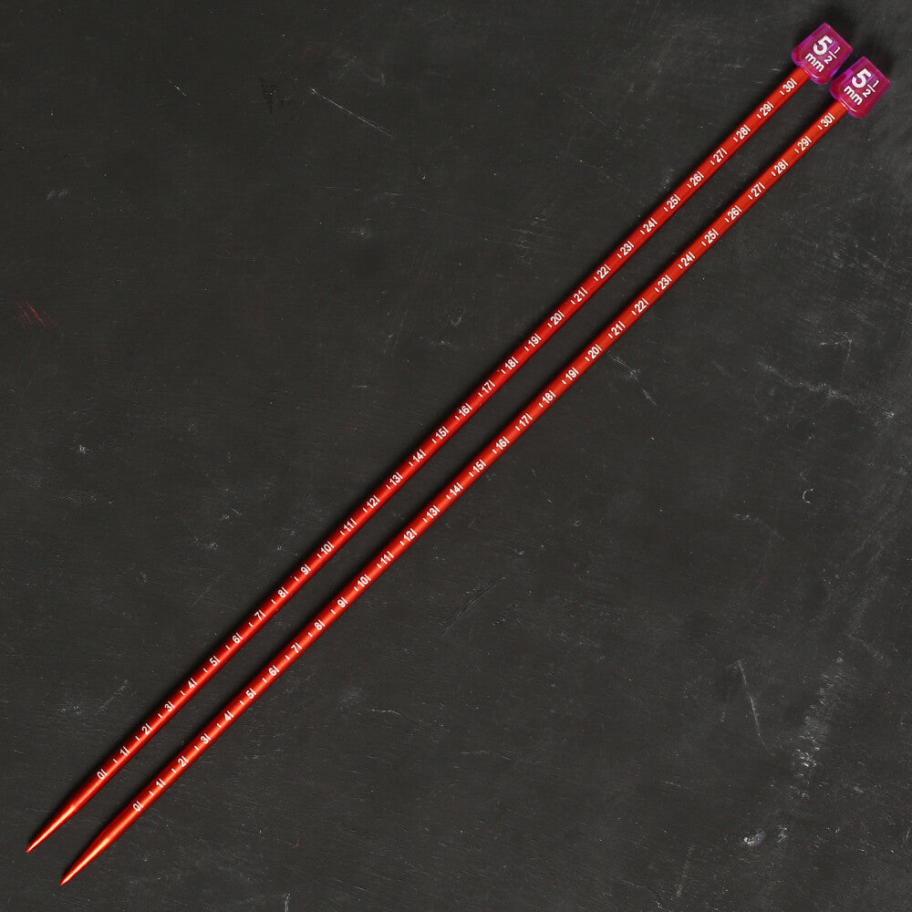 Pony Measure 5.5 mm 35 cm Aluminium Knitting Needles, Orange - 34512