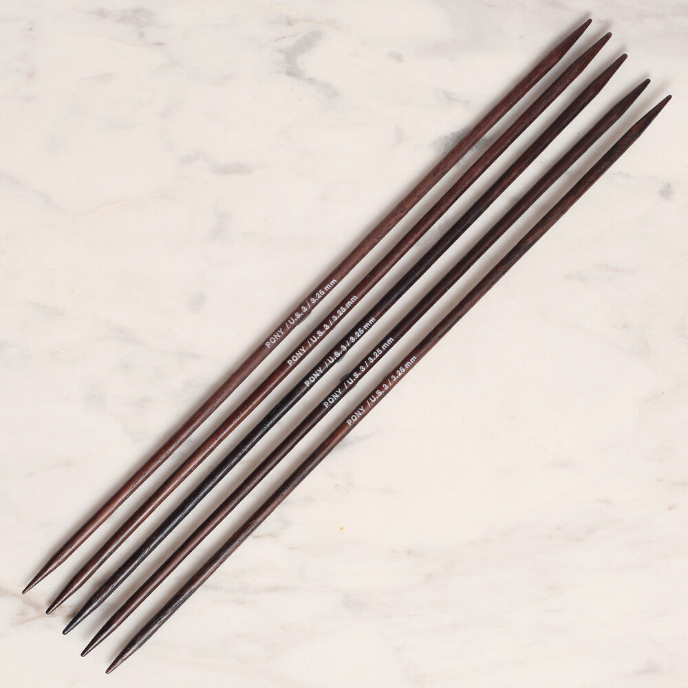 Pony Rosewood 3.25 mm 20 cm Rosewood Double Pointed Needles, Set of 5 - 36807