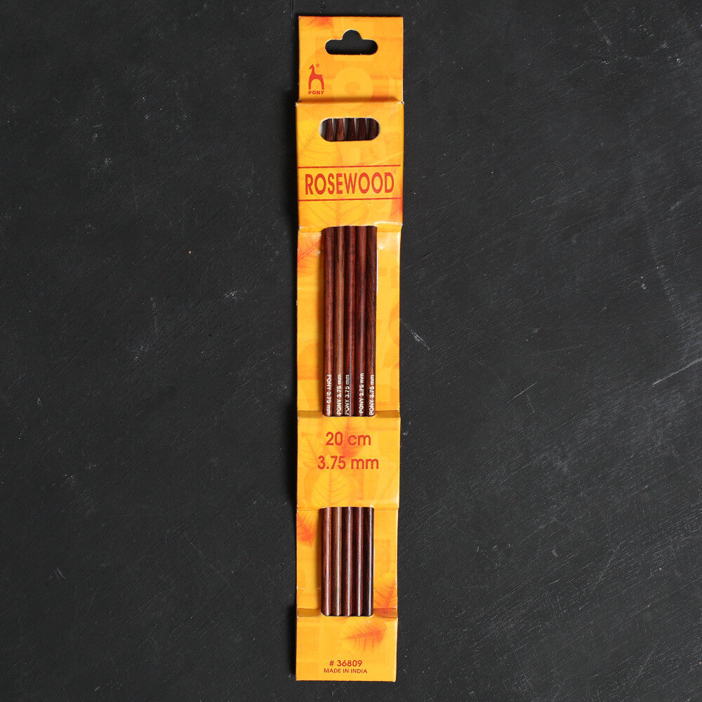 Pony Rosewood 3.75 mm 20 cm Rosewood Double Pointed Needles, Set of 5 - 36809