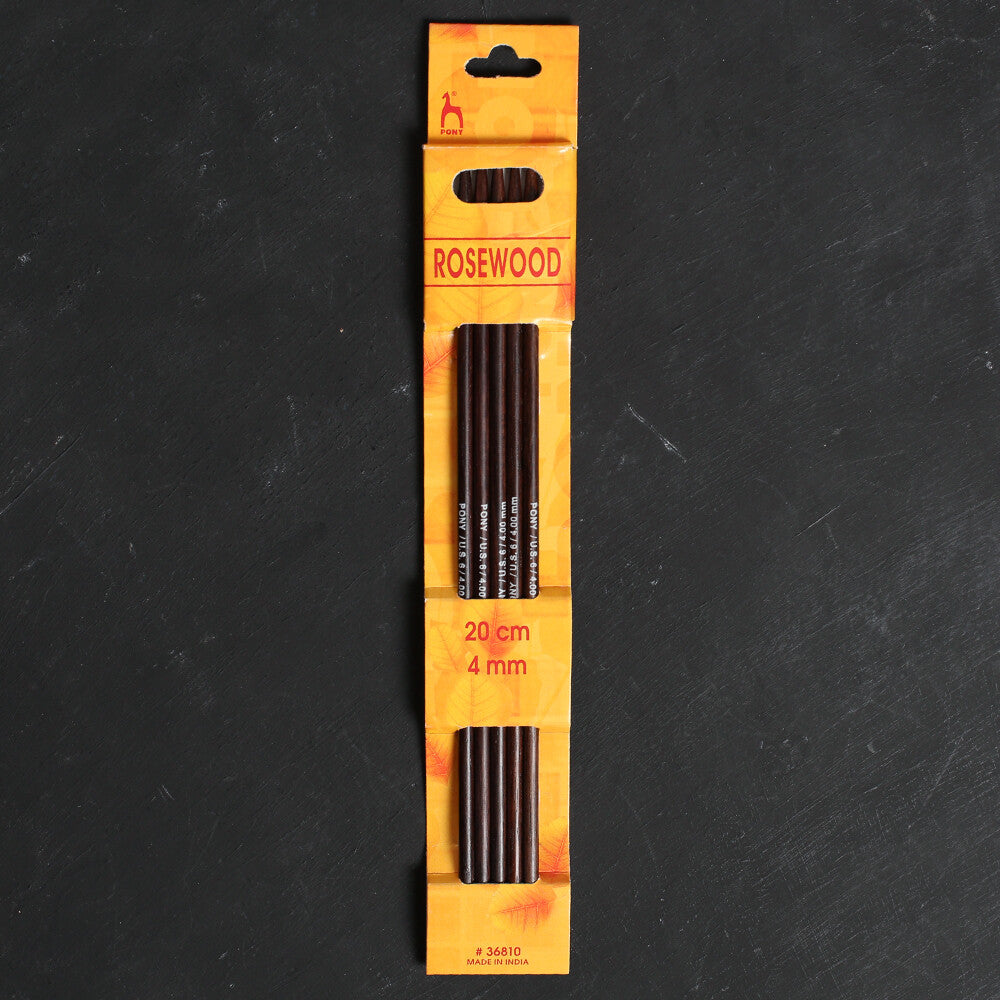 Pony Rosewood 4 mm 20 cm Rosewood Double Pointed Needles, Set of 5 - 36810