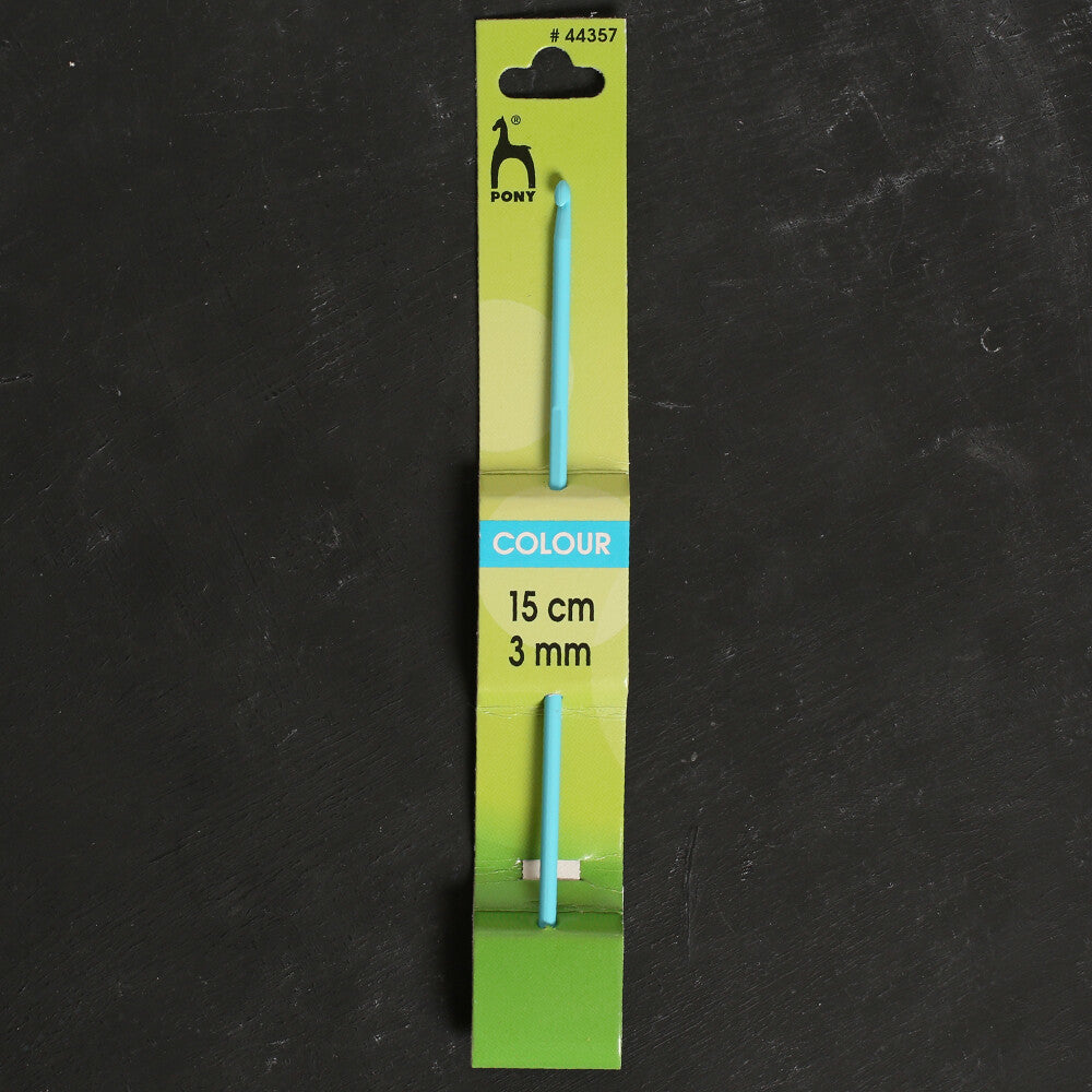 Pony Colour 3 mm 15 cm Plastic Crochet Hook, Blue - 44357