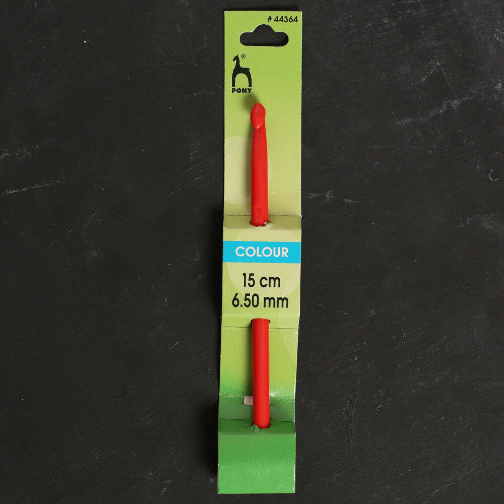 Pony Colour 6.5 mm 15 cm Plastic Crochet Hook, Red - 44364
