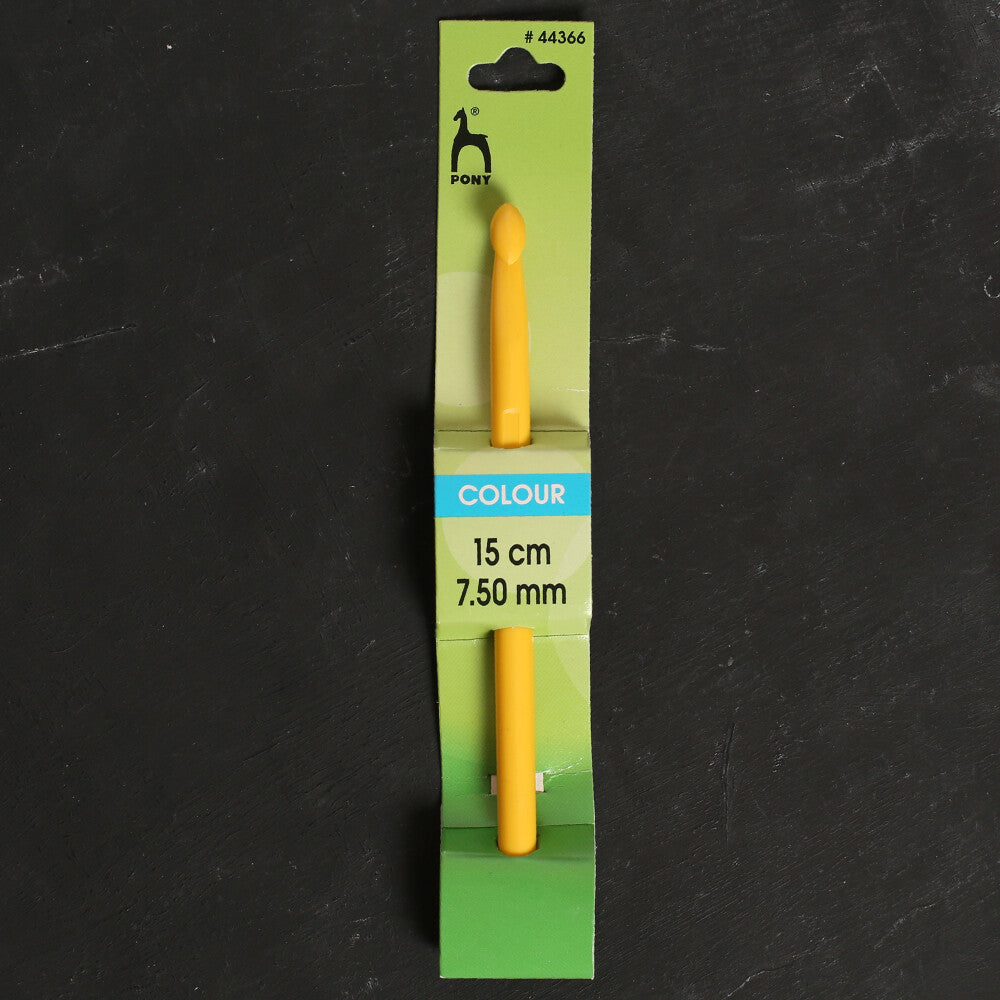 Pony Colour 7.5 mm 15 cm Plastic Crochet Hook, Yellow - 44366