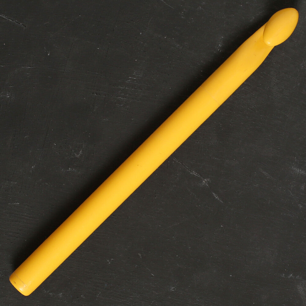 Pony Colour 12 mm 17 cm Plastic Crochet Hook, Yellow - 44370