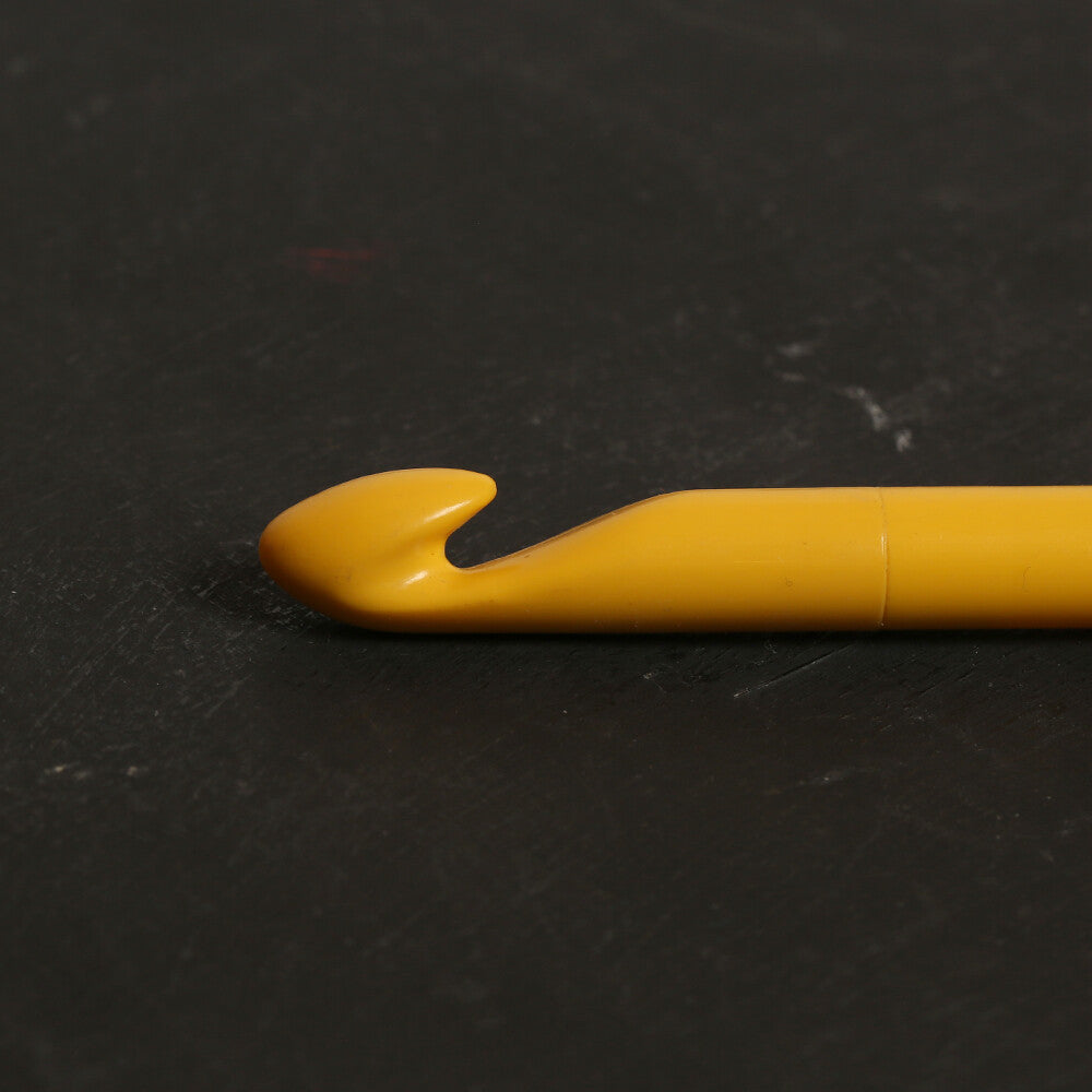 Pony Colour 12 mm 17 cm Plastic Crochet Hook, Yellow - 44370