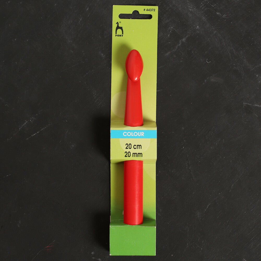 Pony Colour 20 mm 20 cm Plastic Crochet Hook, Red - 44372