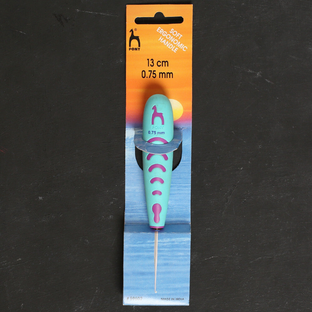 Pony No.17 0.75 mm 13 cm Metal Lace Crochet Hook with Soft Ergonomic Handle - 59602