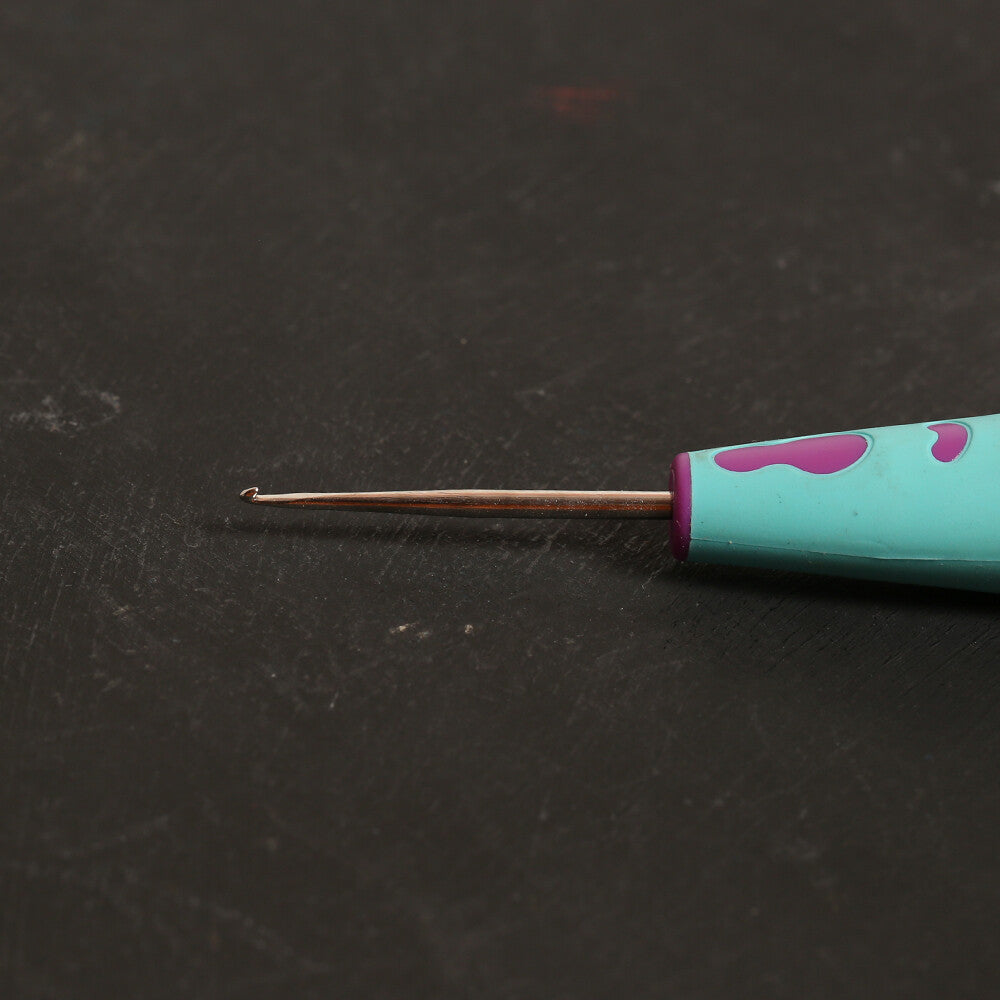 Pony No.12 1,0 mm 13 cm Metal Lace Crochet Hook with Soft Ergonomic Handle - 59603