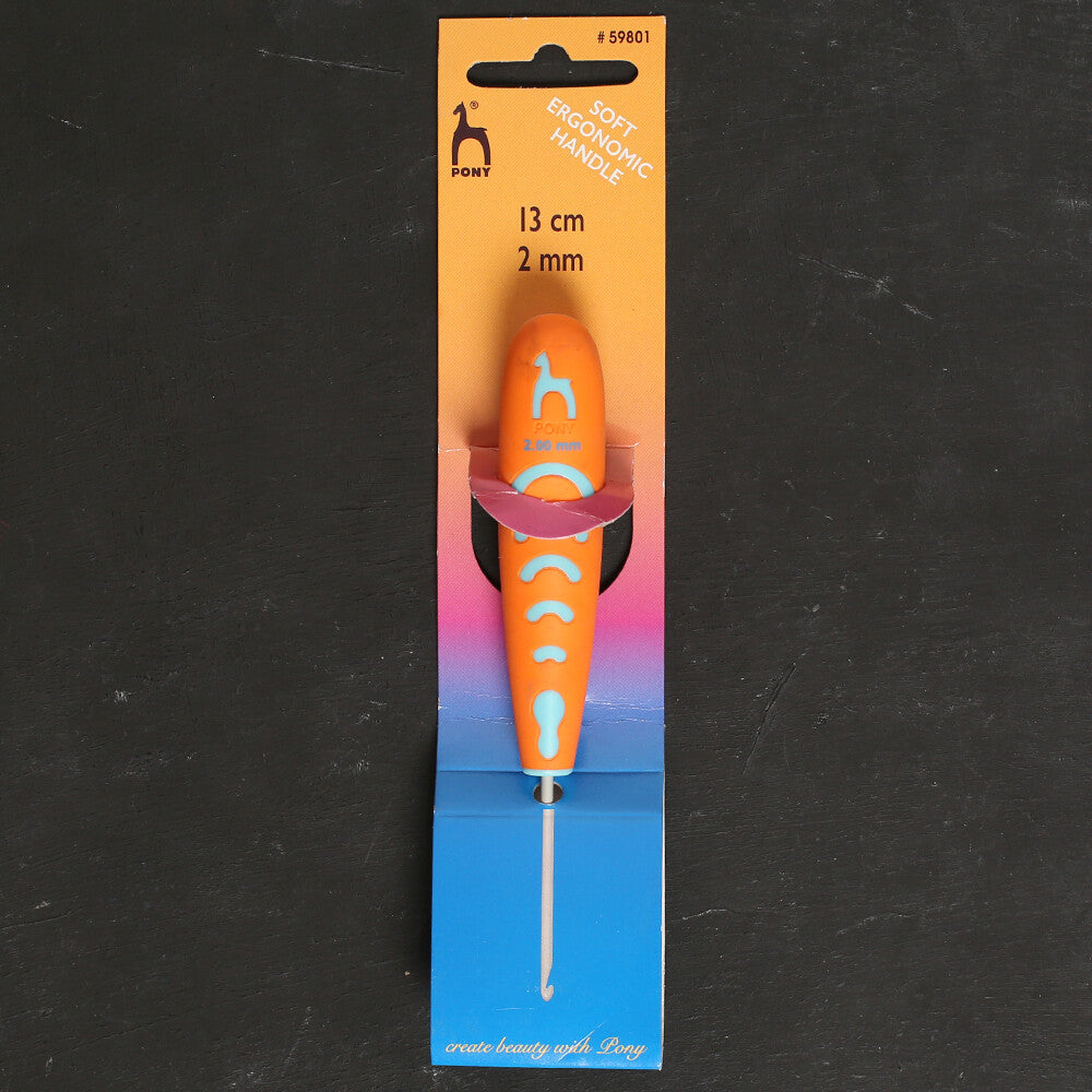 Pony 2 mm 13 cm Aluminium Crochet Hook with Soft Handle - 59801