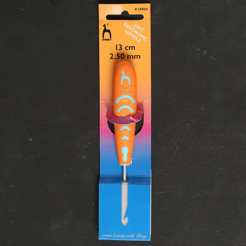 Pony 2.5 mm 13 cm Aluminium Crochet Hook with Soft Handle - 59803