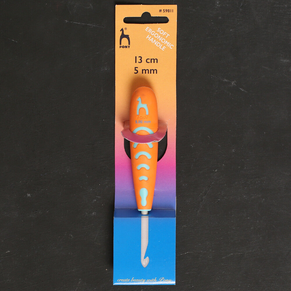 Pony 5 mm 13 cm Aluminium Crochet Hook with Soft Handle - 59811