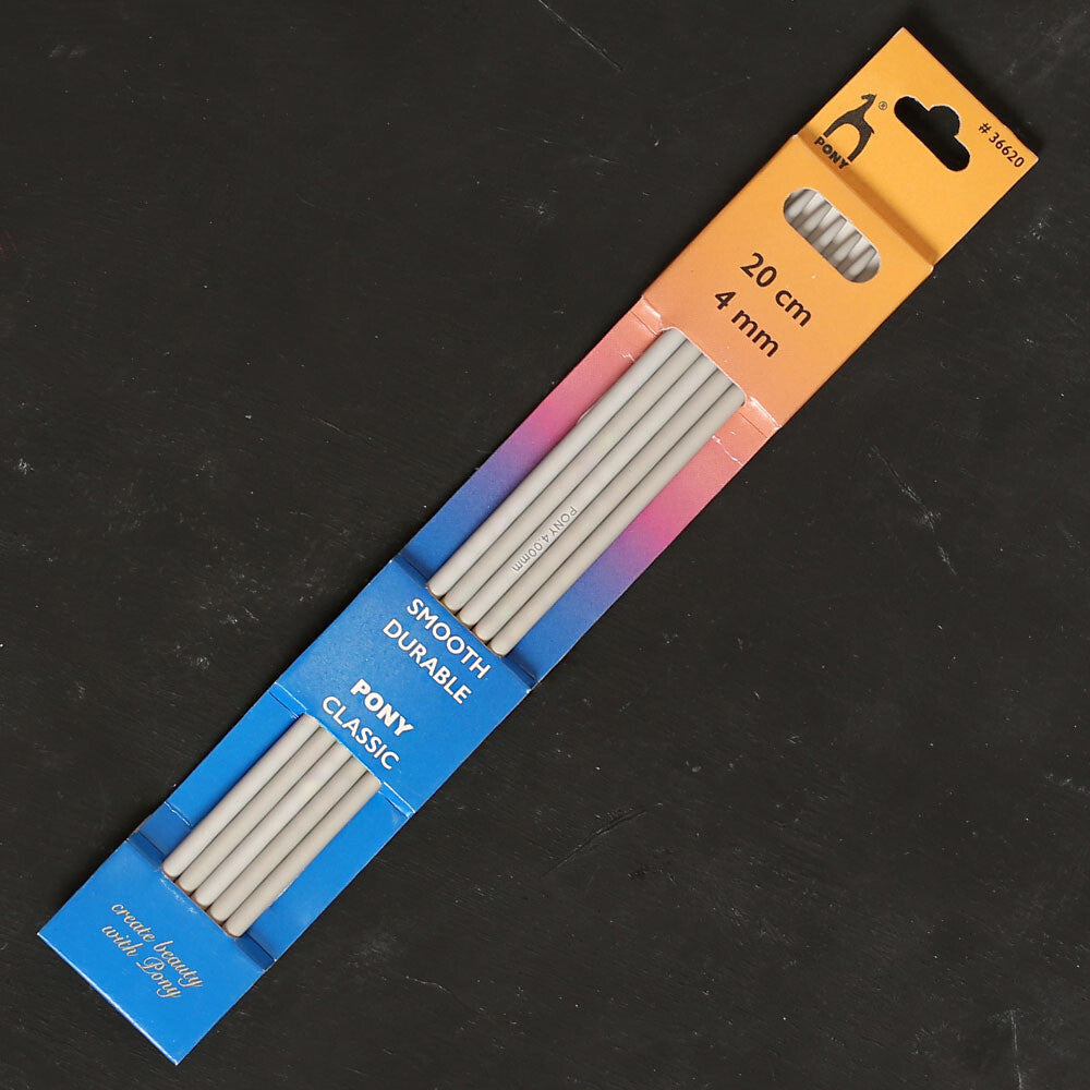 Pony 4 mm 20 cm Aluminium Double Pointed Needles, Set of 5 - 36620