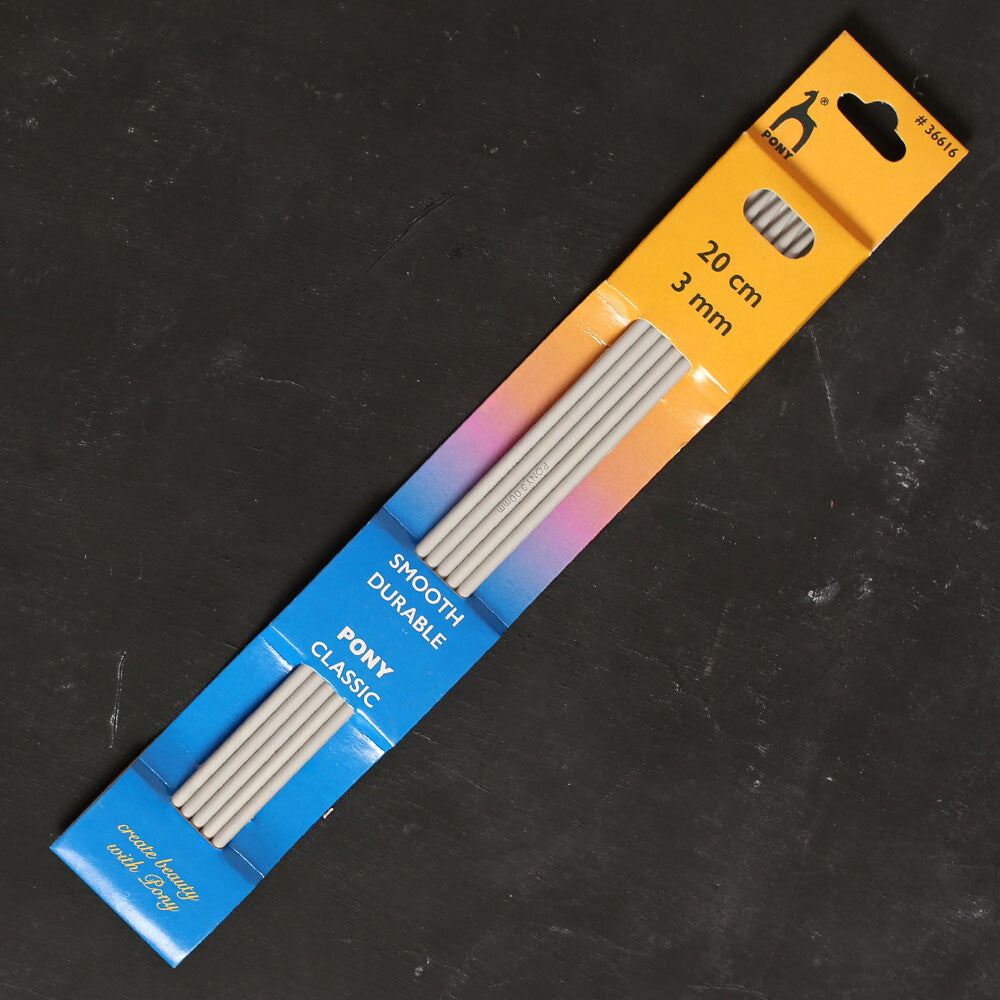 Pony 3 mm 20 cm Aluminium Double Pointed Needles, Set of 5 - 36616