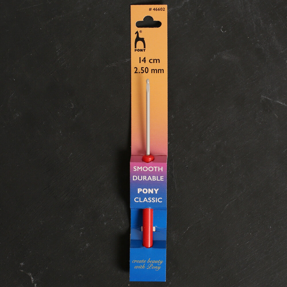 Pony 2.5 mm 14 cm Plastic Handled Crochet Hook, Red - 46602