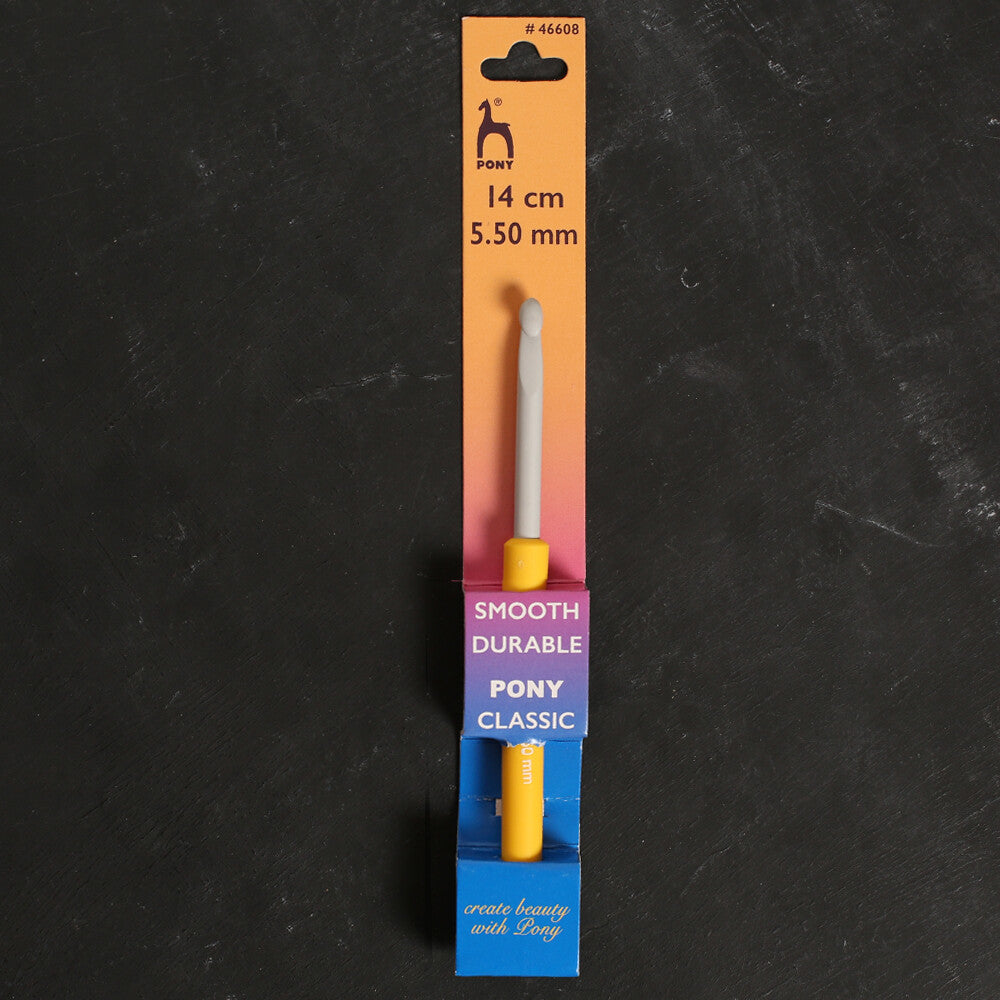 Pony 5.5 mm 14 cm Aluminium Crochet Hook, Yellow - 46608