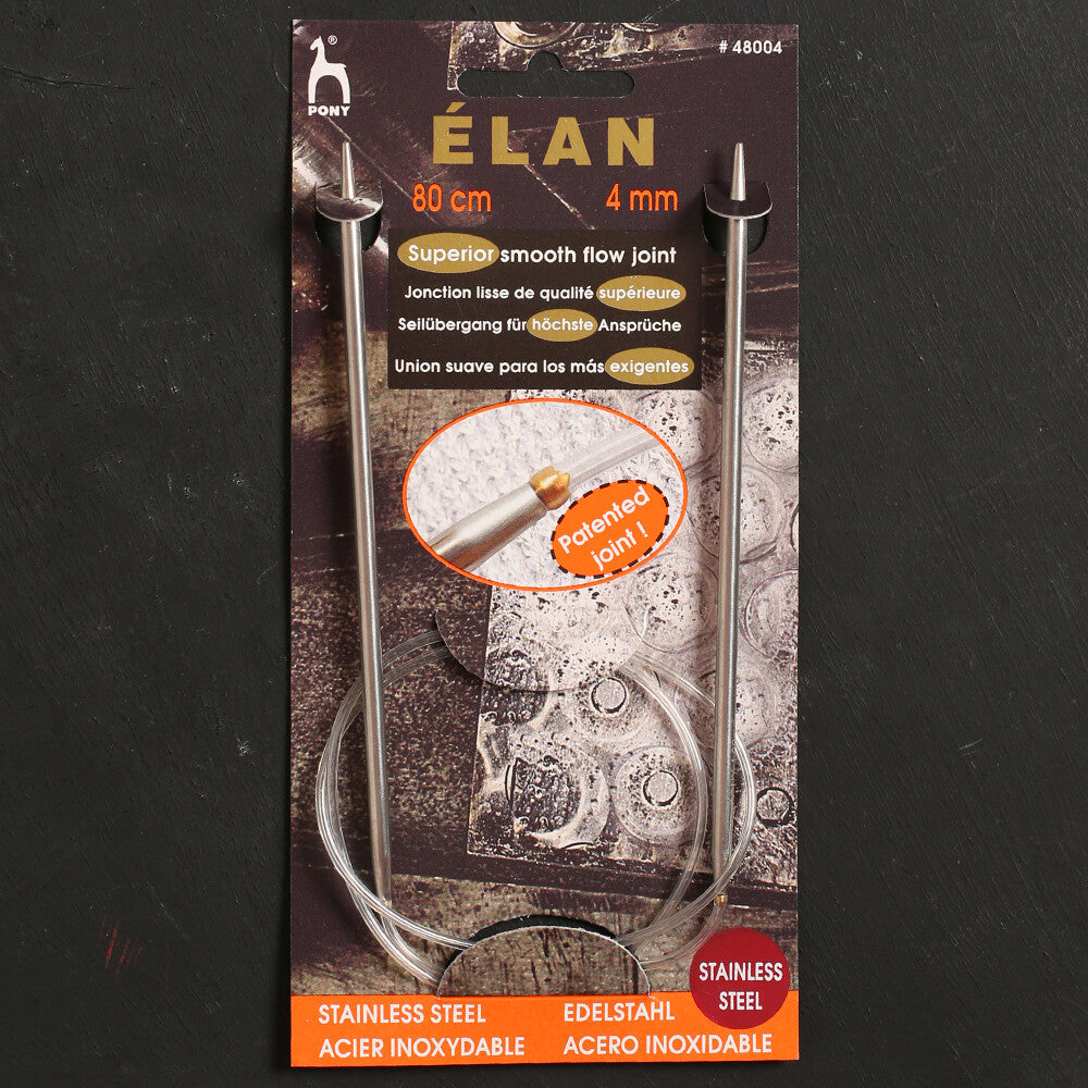 Pony Elan 4 mm 80 cm Stainless Steel Circular Needle - 48004