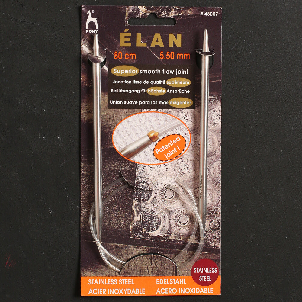 Pony Elan 5.50 mm 80 cm Stainless Steel Circular Knitting Needles - 48007