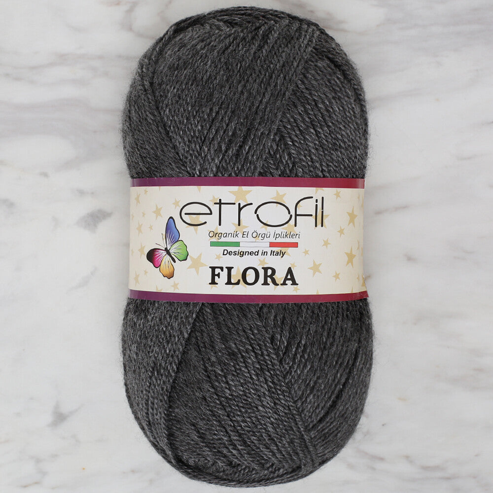 Etrofil Flora Knitting Yarn, Dark Grey - 70966